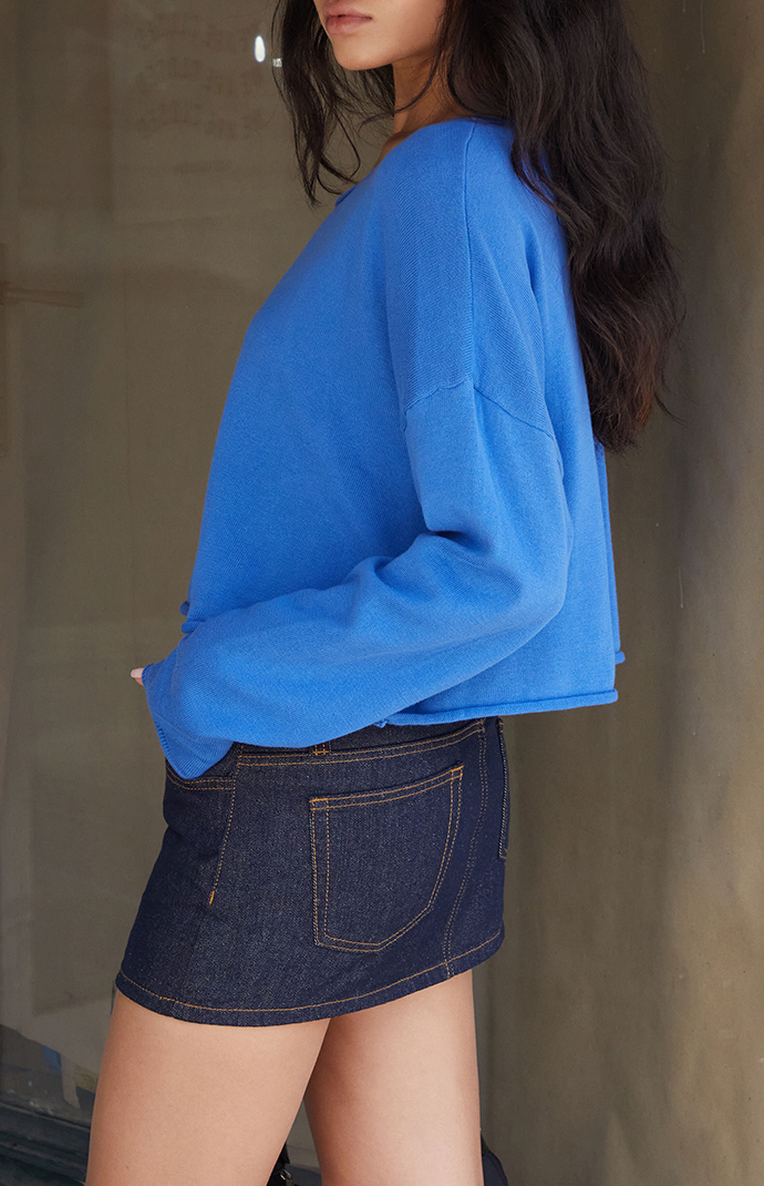 John Galt Electric Blue Cameron Cropped Sweater | PacSun