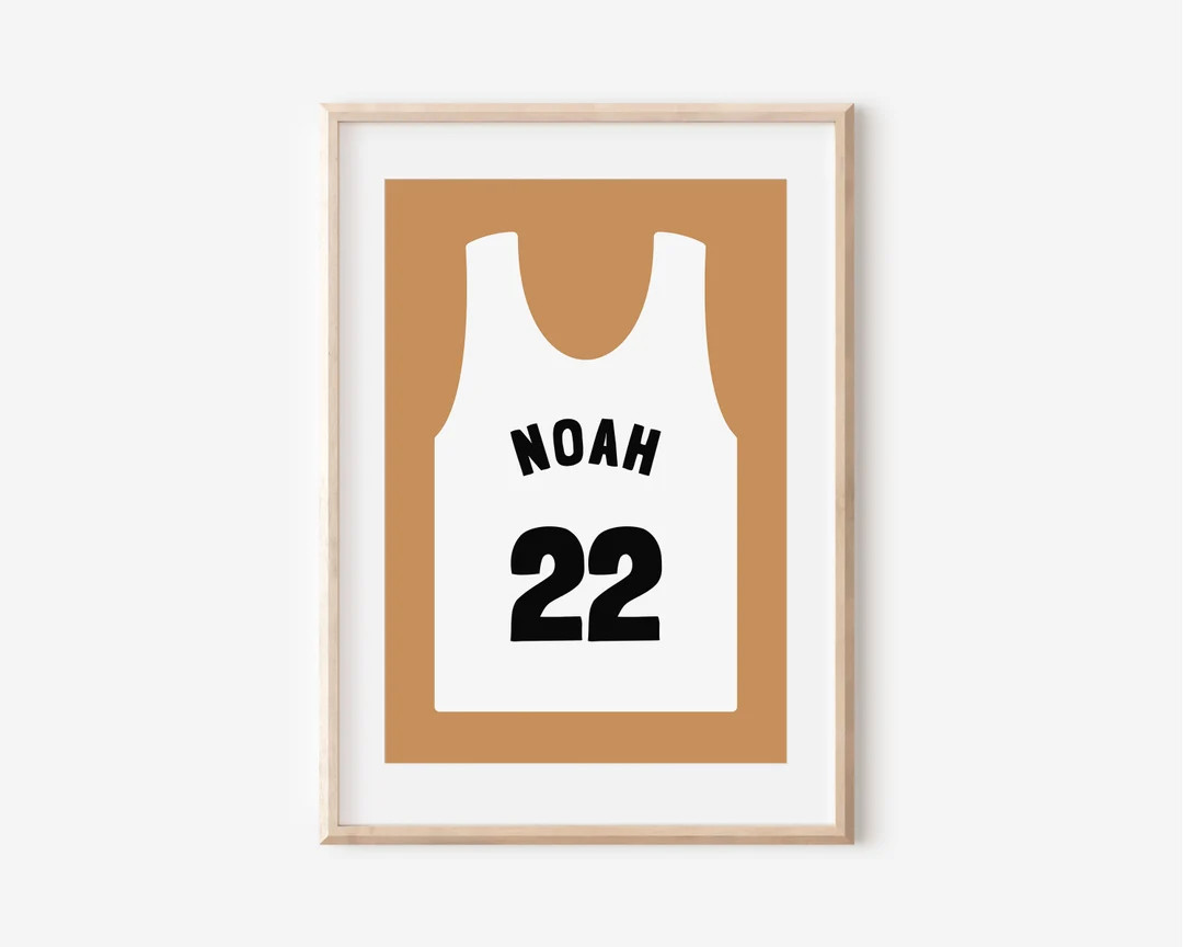 Personalized Name Basketball Jersey Downloadable Print, Name Decor, Kids Room, Neutral Sport Wall... | Etsy (US)