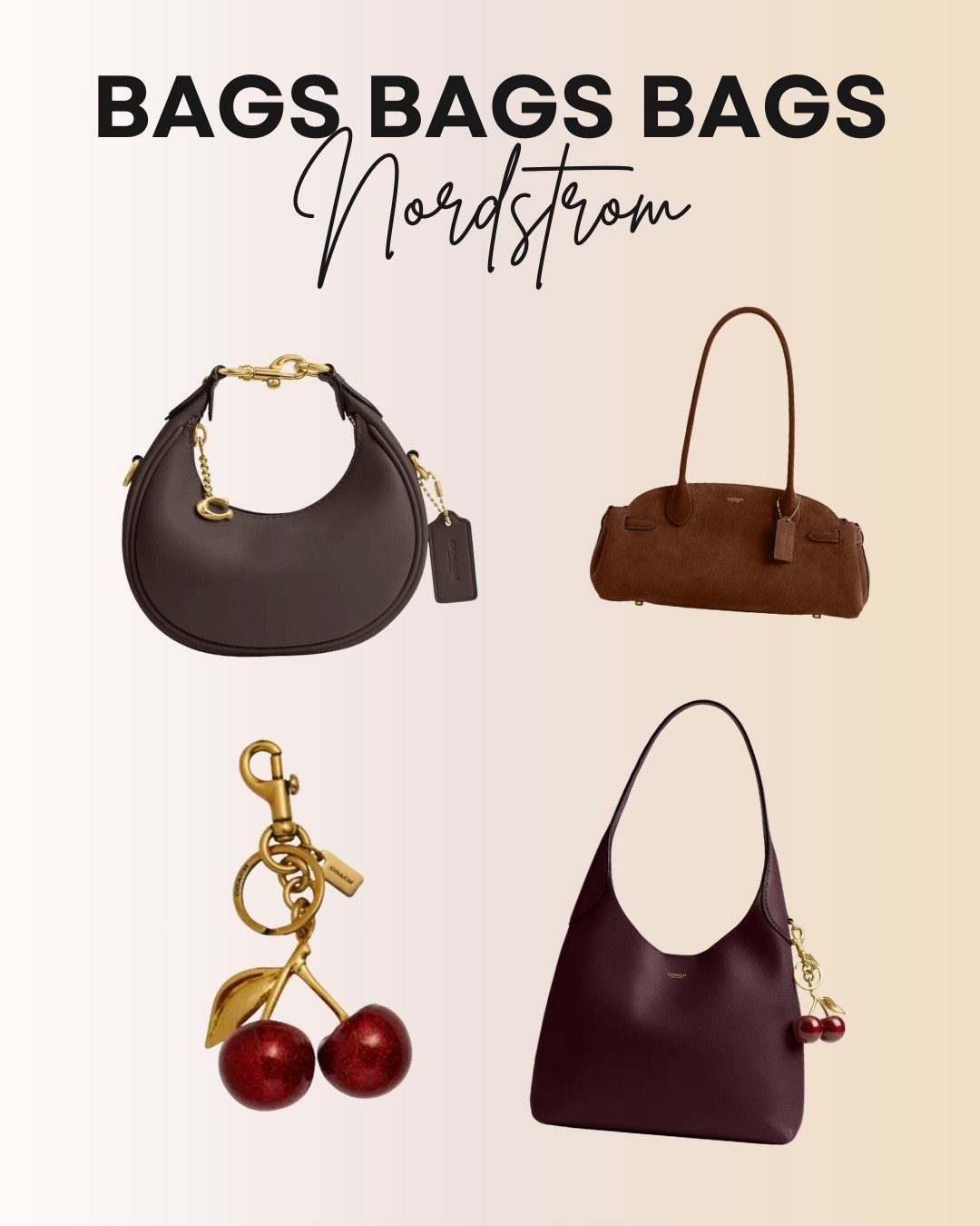 Chic and timeless, these Nordstrom bags are perfect for elevating any outfit. From structured leather shoulder bags to soft suede totes, each piece offers versatile style and everyday functionality. Add a playful touch with the gold-and-cherry keychain charm, perfect for personalizing your look.

#LTKTravel #LTKStyleTip