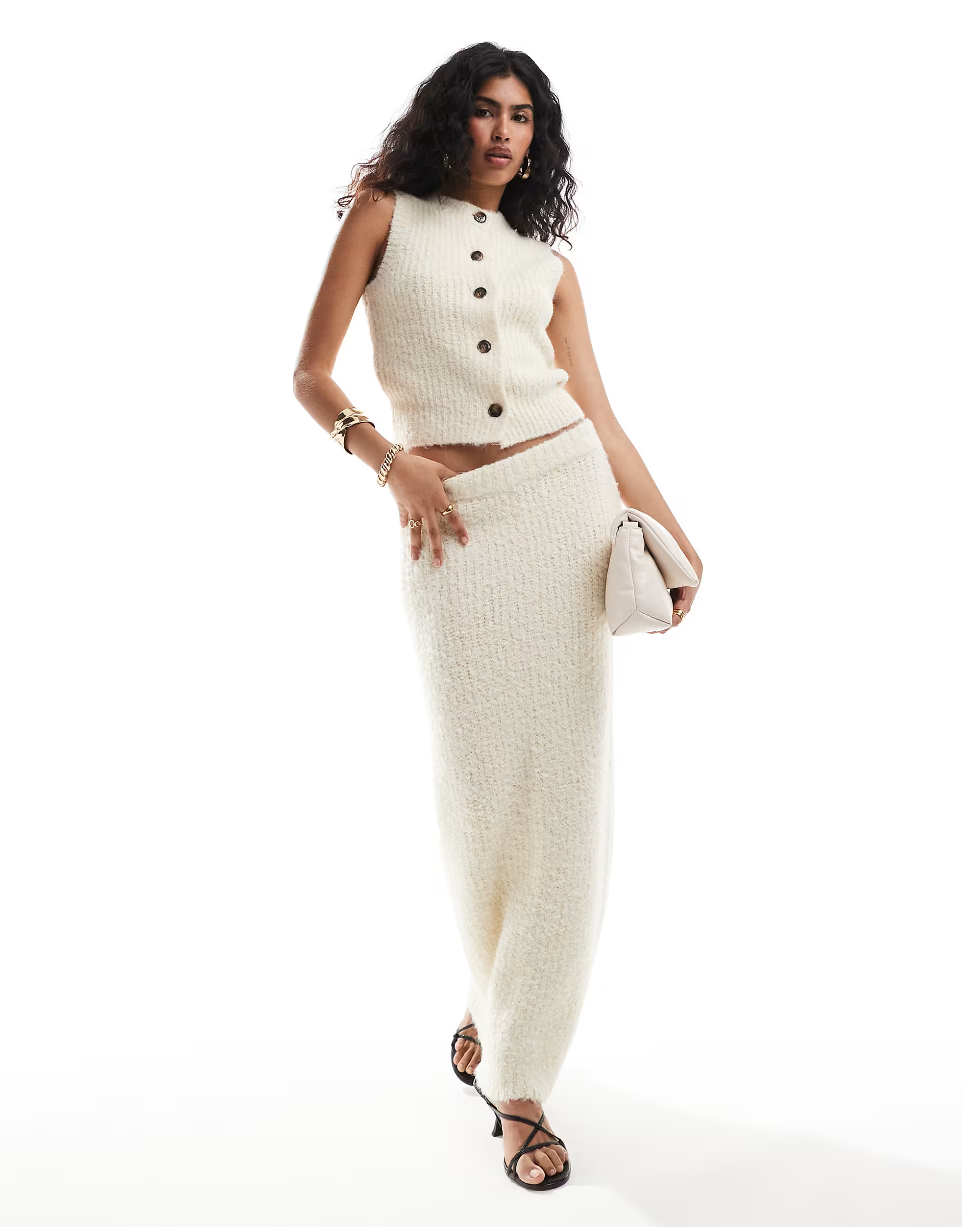 4th & Reckless knitted waistcoat co-ord in cream | ASOS (Global)