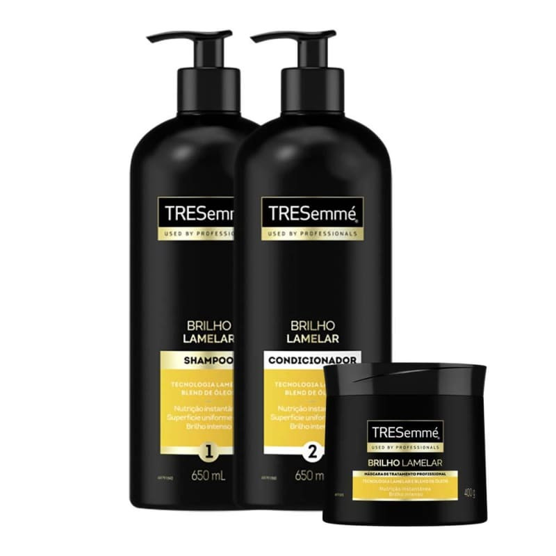 Kit Shampoo Tresemmé Brilho Lamelar 650ml + Condicionador Tresemmé Brilho Lamelar 650ml + Másc... | Beleza Na Web (BR)