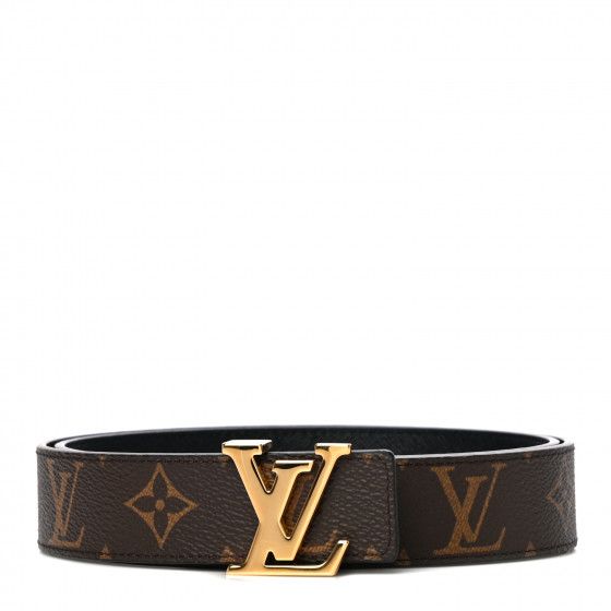 LOUIS VUITTON Calfskin Monogram 30mm LV Initiales Reversible Belt 75 30 Black | Fashionphile