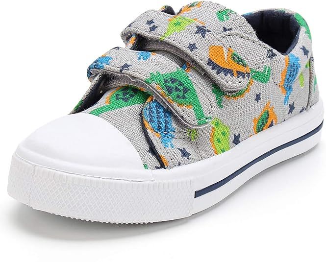 K KomForme Toddler Boys & Girls Shoes Kids Canvas Sneakers with Cartoon Dual Hook and Loops | Amazon (US)