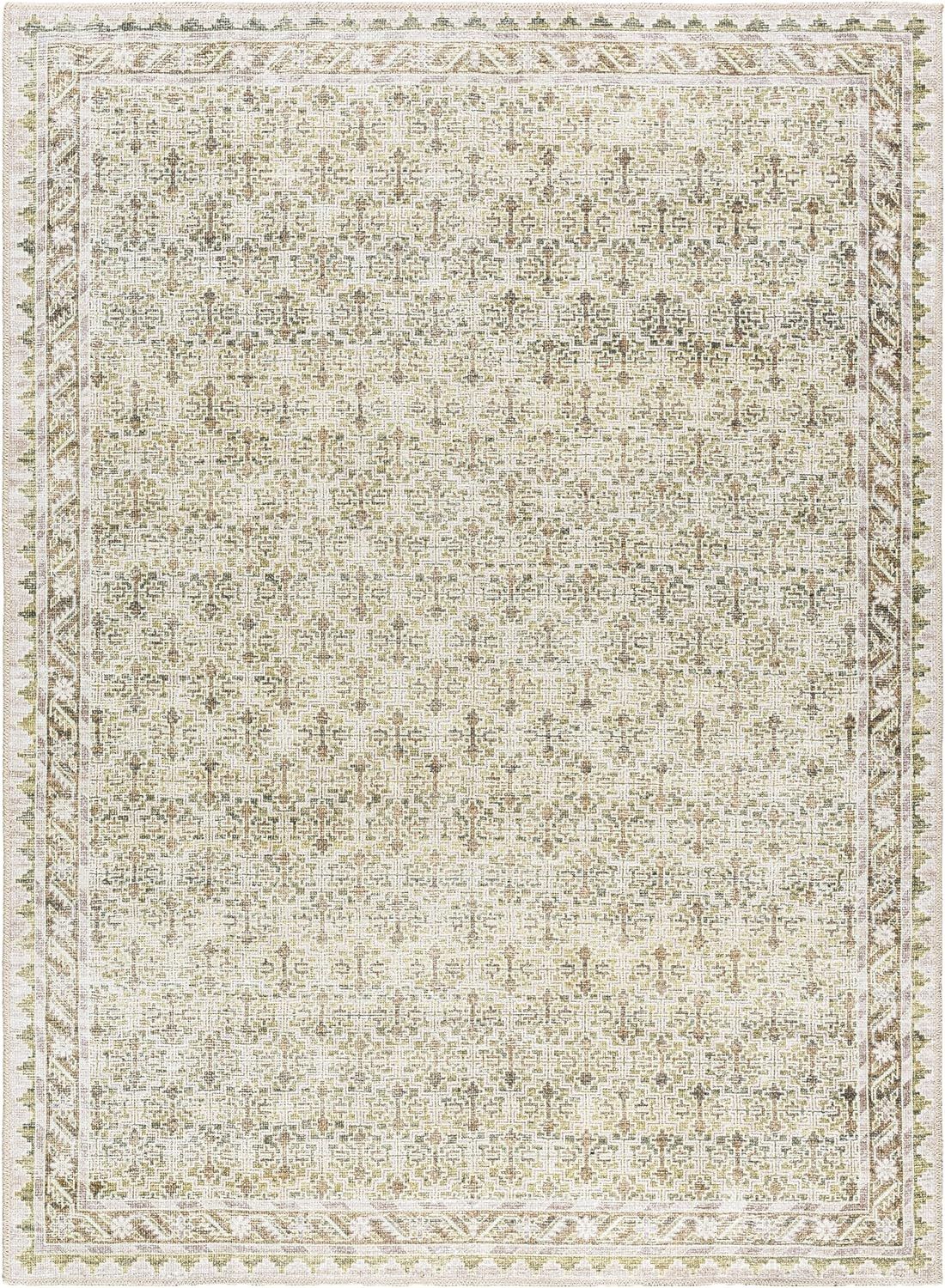 Surya x Our PNW Home Rainier Updated Traditional Washable Area Rug, 2'7" x 7'10", Olive | Amazon (US)
