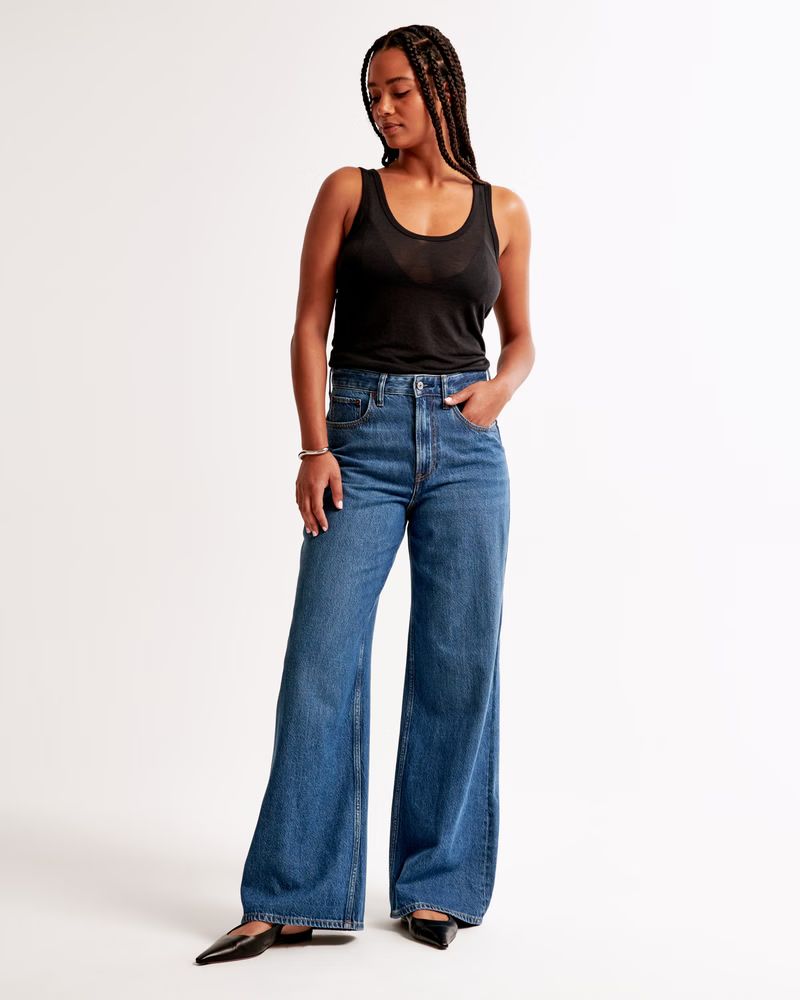 Women's Curve Love High Rise Wide Leg Jean | Women's Bottoms | Abercrombie.com | Abercrombie & Fitch (UK)