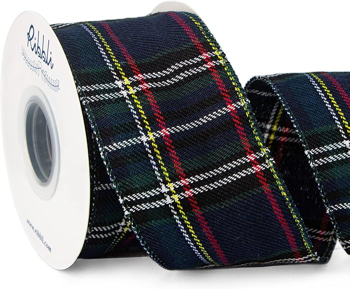 Ribbli Christmas Plaid Wired Ribbon, Green Plaid Ribbon 2-1/2 Inch x Continuous 10 Yard, Christma... | Amazon (US)