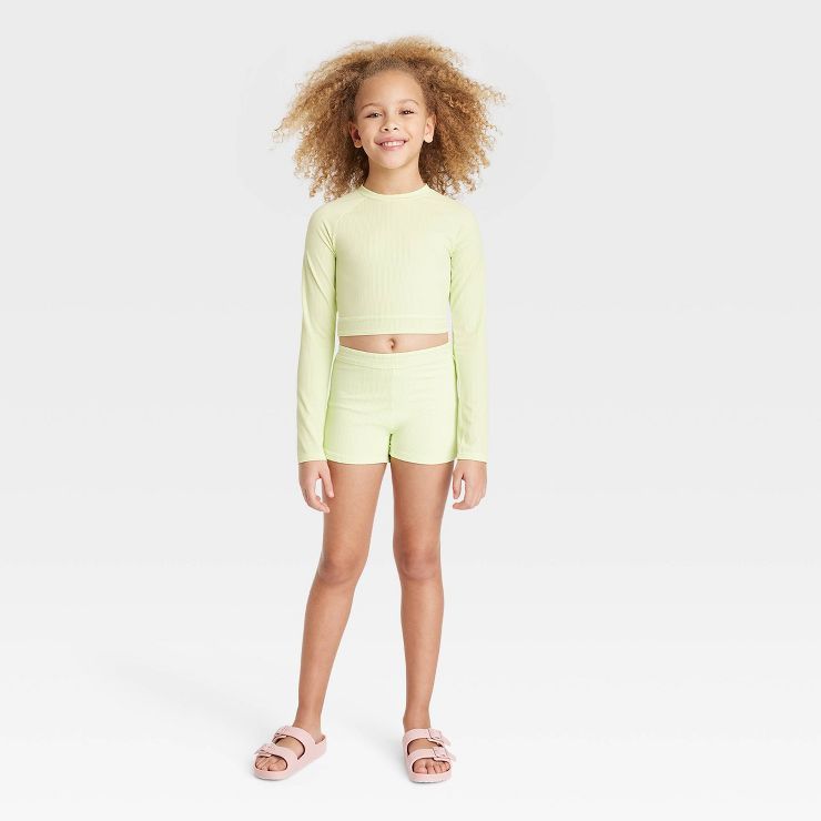 Girls' 3pc Surf Swimwear Set - art class™ Lime Green | Target