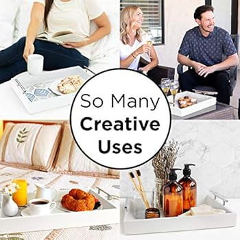 Deluxe Tray for Coffee Table – Beautiful White Serving Tray Décor for Your Home -16x12 | Amazon (US)