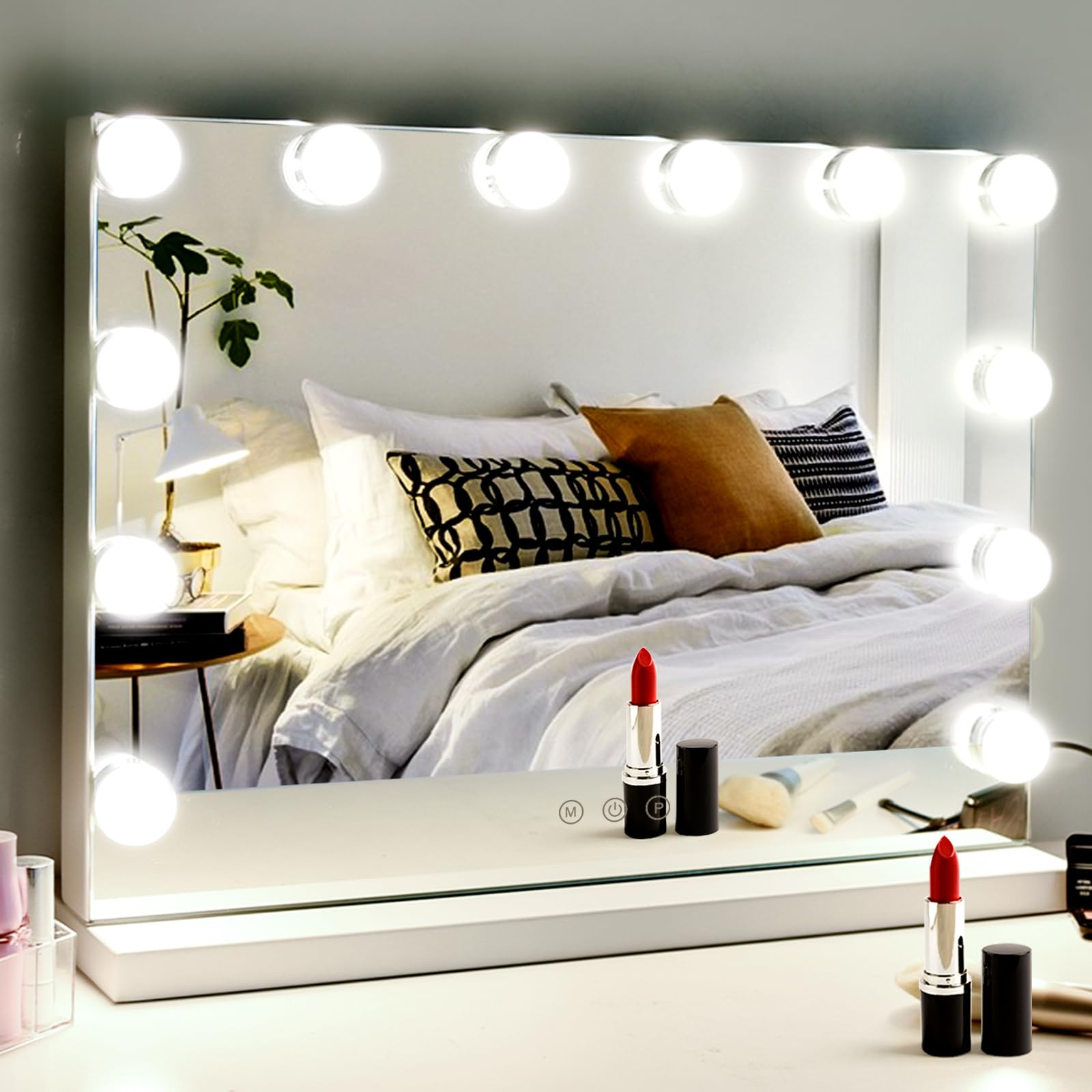 M MIVONDA Vanity Mirror with Lights, Lighted Makeup Hollywood Mirror with Dimmable 3 Color Lights... | Amazon (US)