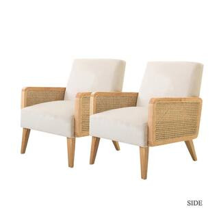 JAYDEN CREATION Delphine Beige Cane Accent Chair (Set of 2) HM18223-BEIGE-S2 - The Home Depot | The Home Depot