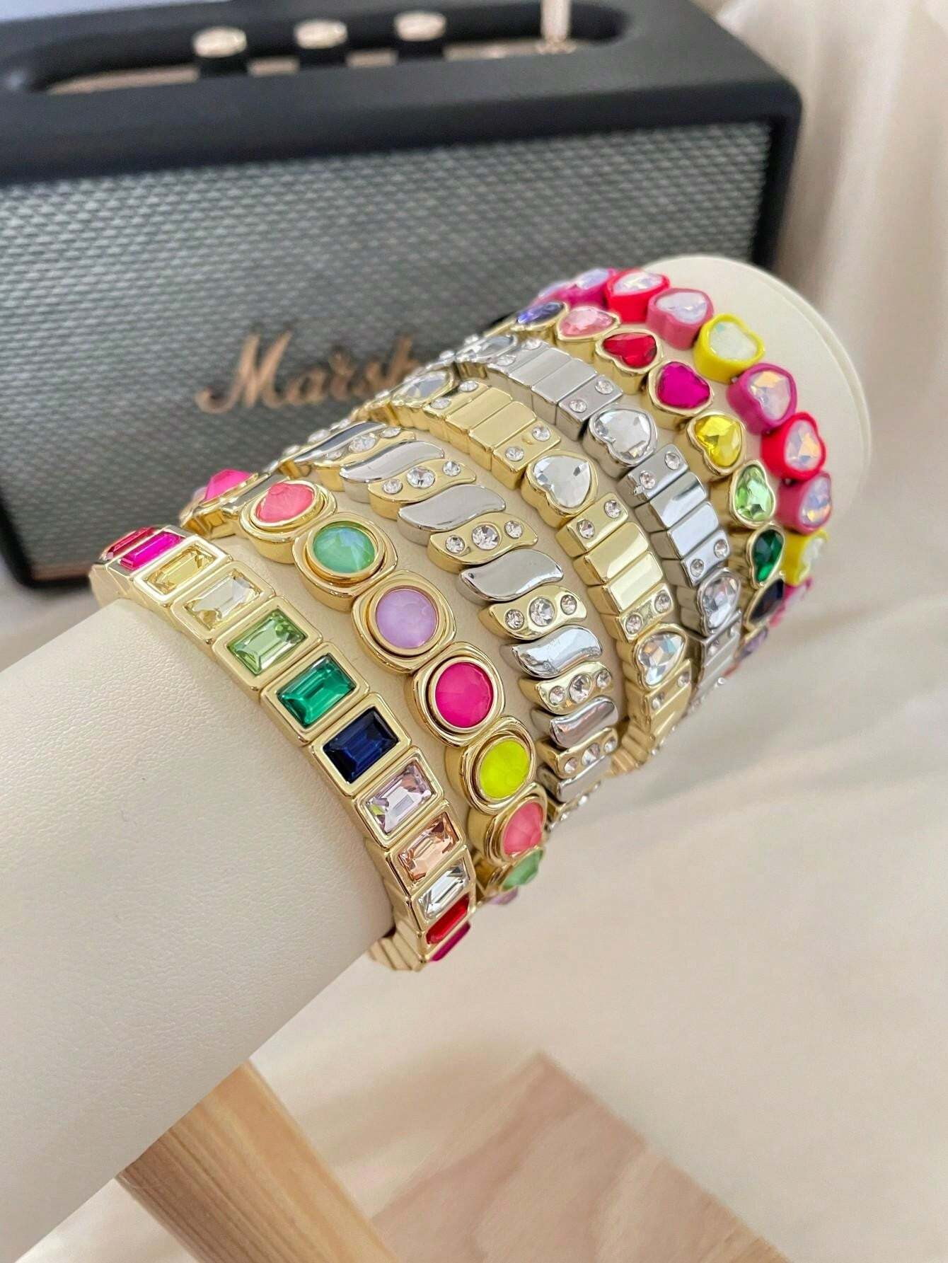 1pc Women's Fashionable & High-End Rhinestone Heart-Shaped Bracelet, Daily Accessory And Gift For Holidays Valentines,Mom,Mother,Mother's Day,Gift | SHEIN