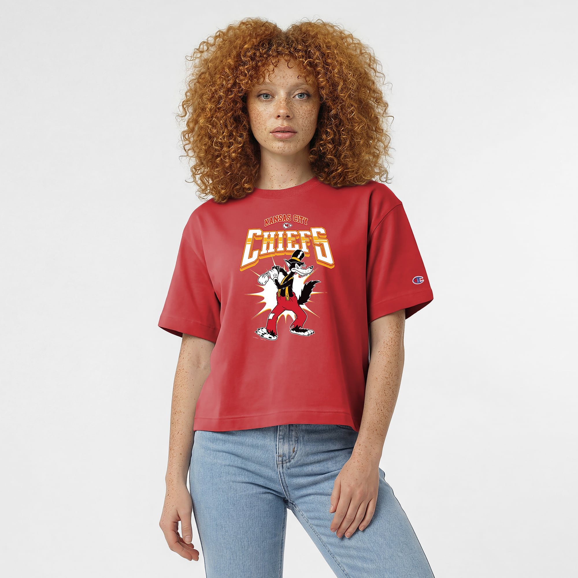 Kansas City Chiefs Disney x Champion Women's Big Bad Wolf All-Star T-Shirt - Red | Fanatics
