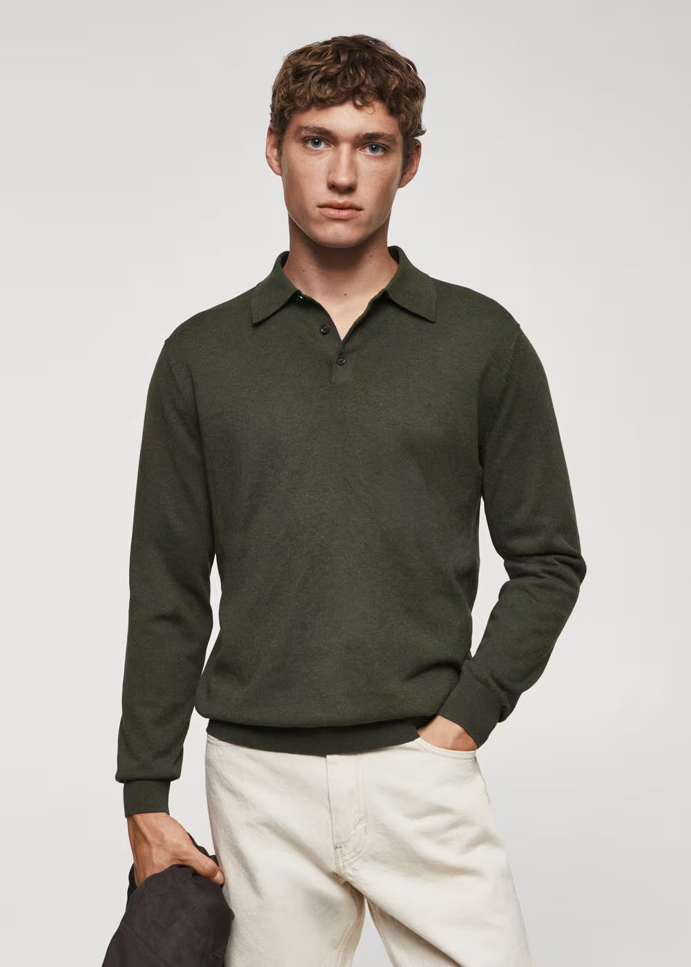 Long-sleeved cotton jersey polo shirt | MANGO (US)