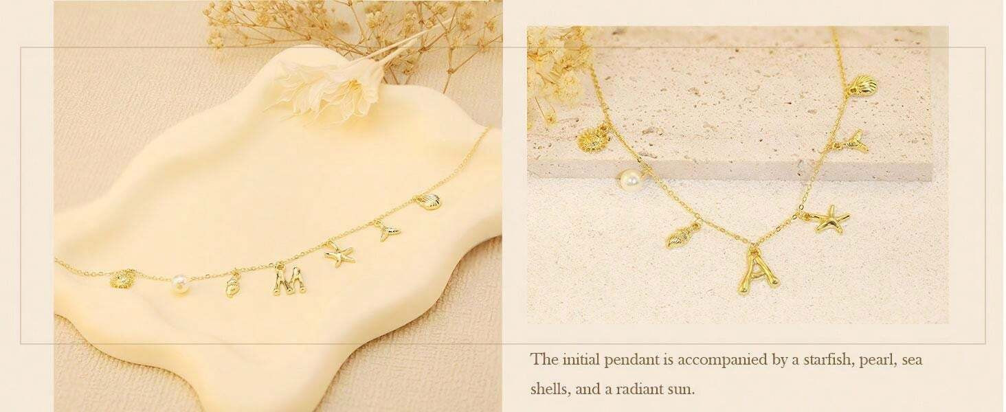 1pc 14K Gold Plated Women's Initial Pendant Necklace, Shell Alphabet Necklace, Bohemian Summer Be... | SHEIN