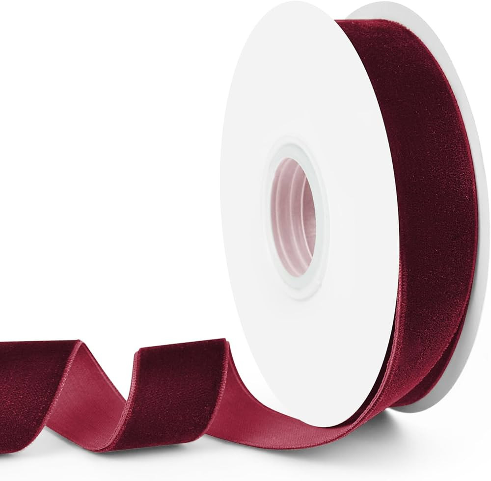 HimBen Wine Red Velvet Ribbon, 1 inch 10 Yards Vintage Velvet Ribbons Perfect for Christmas Tree ... | Amazon (CA)