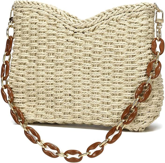 YIKOEE Straw Purse for Women Woven Beach Bag for Summer | Amazon (US)