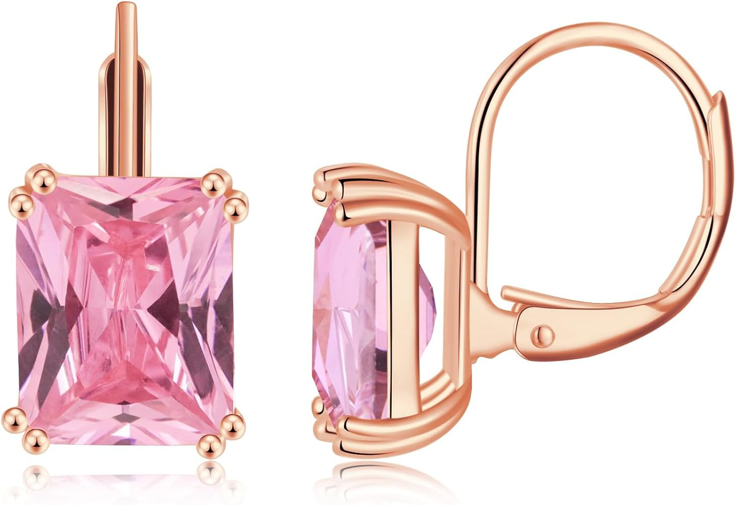 CiNily Emerald Cut Drop Dangle Earrings for Women 18K White Gold Plated Cubic Zirconia Simulated ... | Amazon (US)