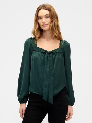 Oversized Lace-Trim Top | Gap Factory