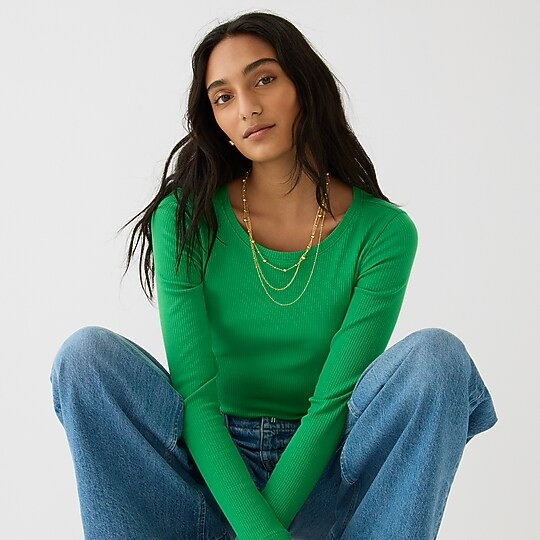 Long-sleeve crewneck T-shirt in vintage rib | J. Crew US