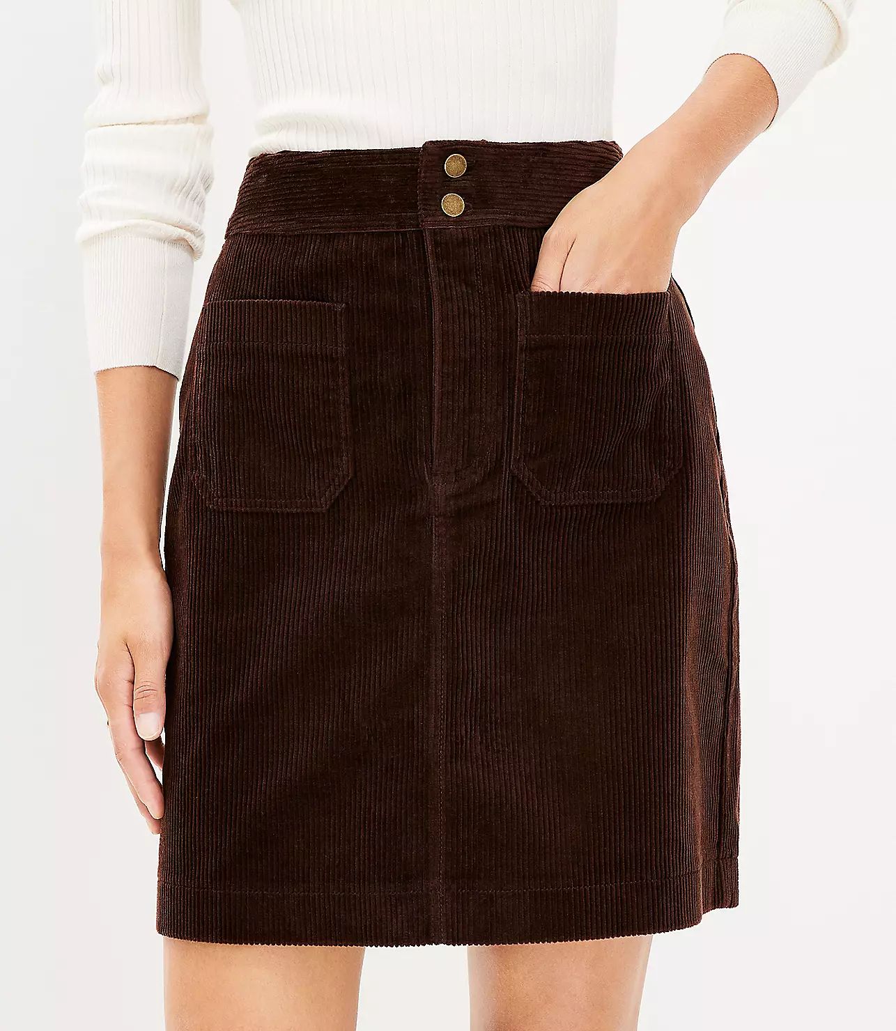 Corduroy Patch Pocket Skirt | LOFT