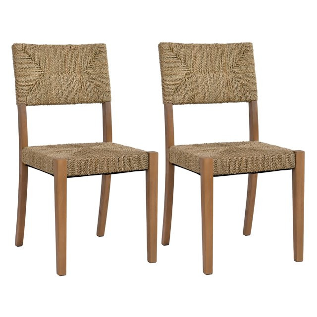 Duhome Mahogany Dining Chairs with Seagrass Woven Seat and Back, Rustic Style,Set of 2 | Walmart (US)