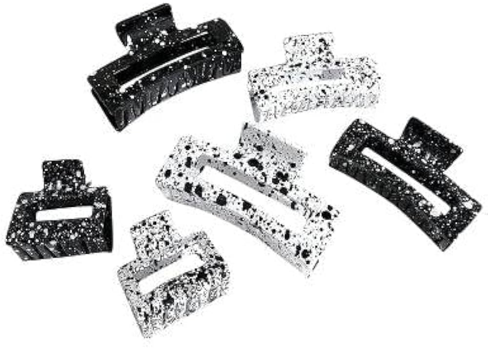 6 Pack Black and White Rectangle Claw Clip, Large Hair Clips for Thick Thin Curly Hair, Hair Claw... | Amazon (US)
