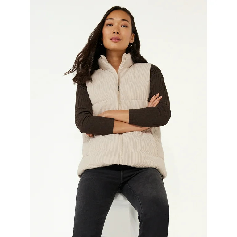 Time and Tru Women's Quilted Corduroy Vest - Walmart.com | Walmart (US)