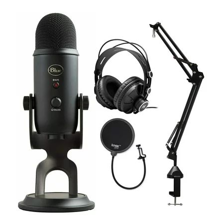 BLUE Microphones Yeti Blackout USB Microphone Bundle with Knox Studio Stand | Walmart (US)