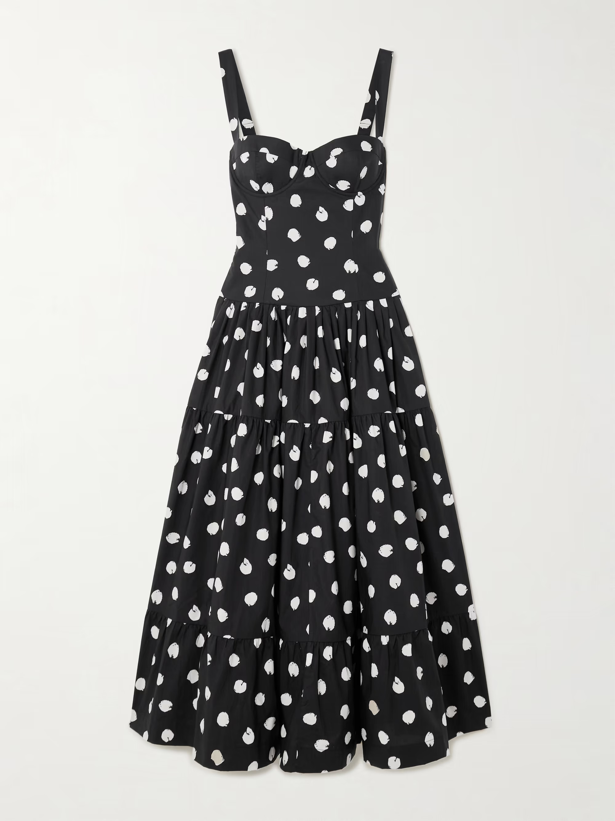Santiago smocked tiered polka-dot cotton-poplin midi dress | NET-A-PORTER (UK & EU)