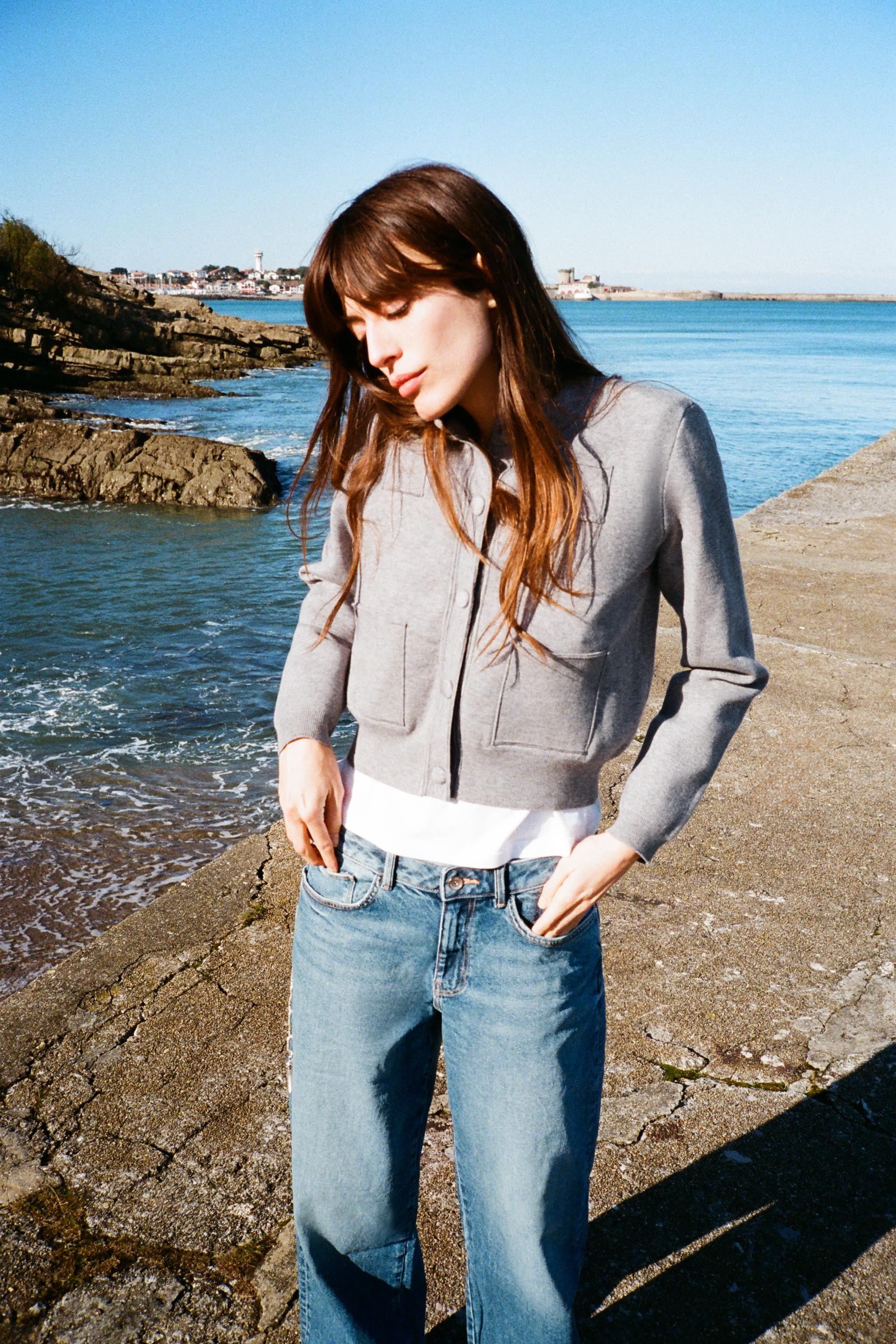 PLAIN KNIT SHOULDER PAD JACKET | Zara US