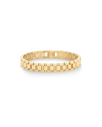PAVOI 14K Yellow Gold Plated Waterproof Chunky Watch Strap Chain Bracelet for Women | Stainless Steel Timepiece Link Bracelet 7 Inches | Amazon (US)