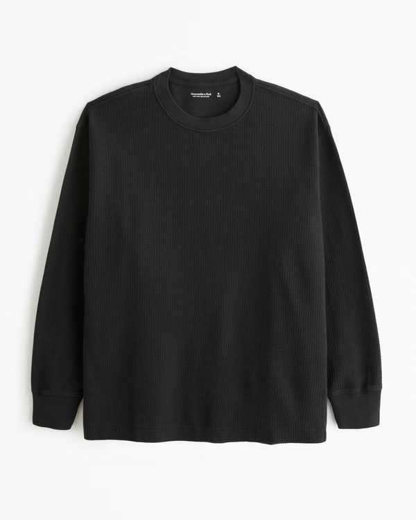 Long-Sleeve Grid Waffle Tee | Abercrombie & Fitch (US)