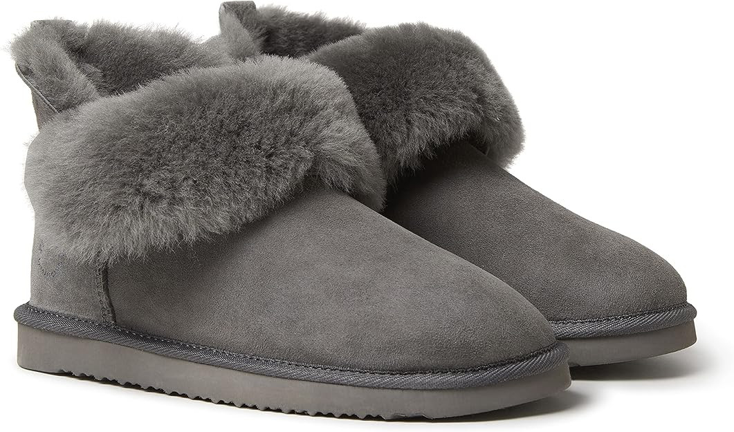 Dearfoams Women's Fireside Perth Genuine Shearling Foldover Boot Slipper | Amazon (US)
