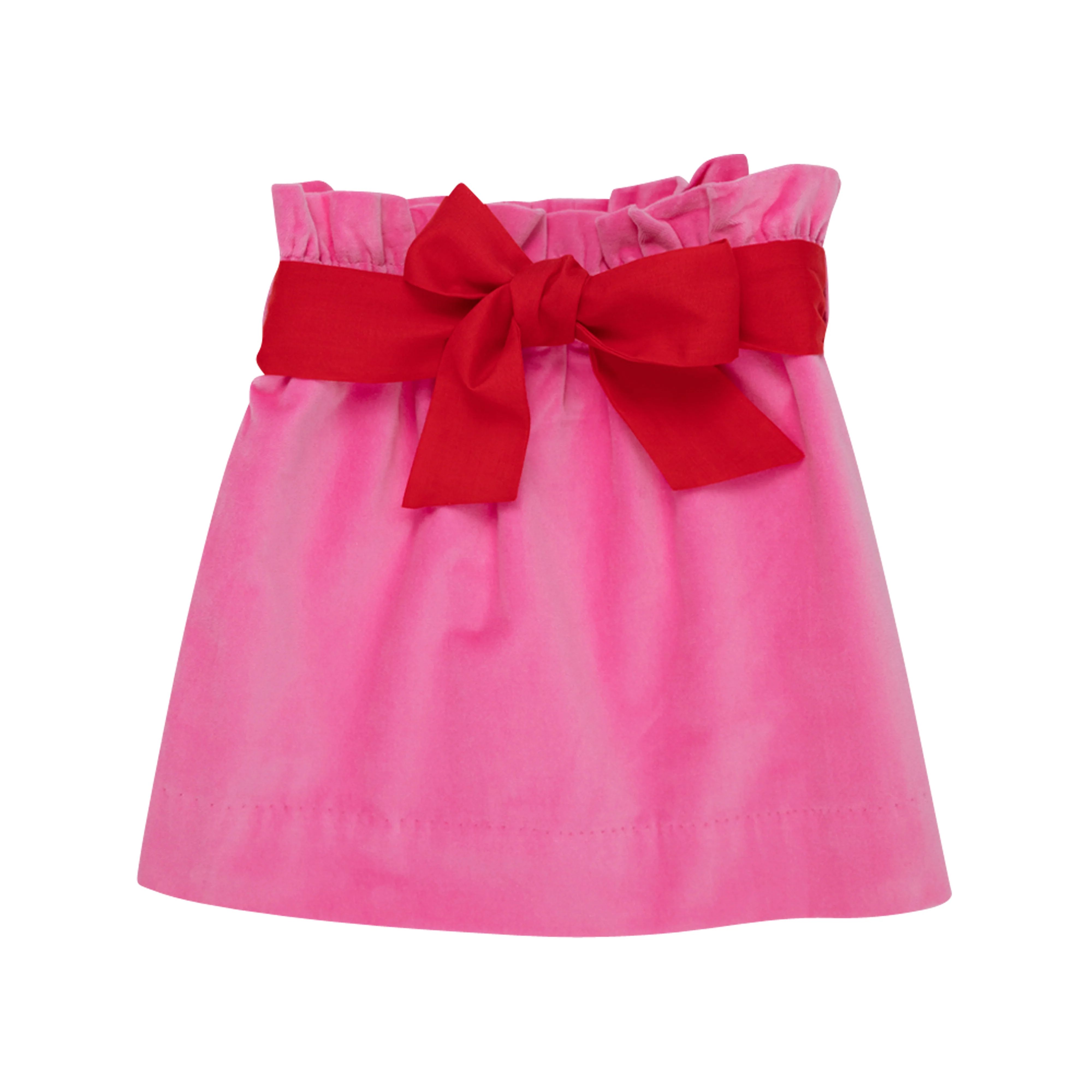 Beasley Bow Skirt (Velveteen) - Hamptons Hot Pink with Richmond Red | The Beaufort Bonnet Company