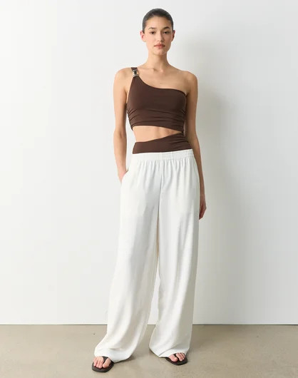 Elastic Waist Wide Leg Pant in Milk | Glassons AU | Glassons (Australia)