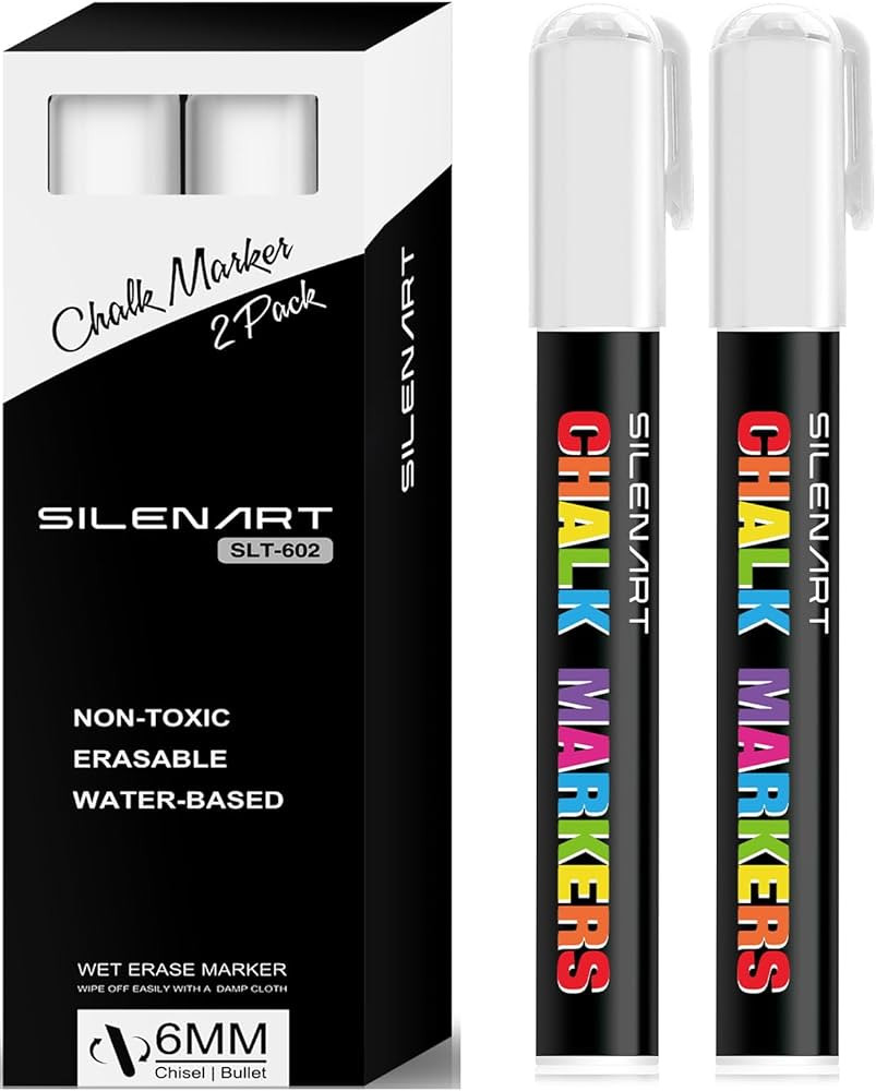 SILENART White Liquid Chalk Markers - Chalk Markers White - White Dry Erase Markers Pen - for Cha... | Amazon (US)