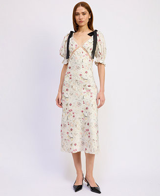 En Saison Women's V-Neck Short-Sleeve Midi Dress - Macy's | Macy's