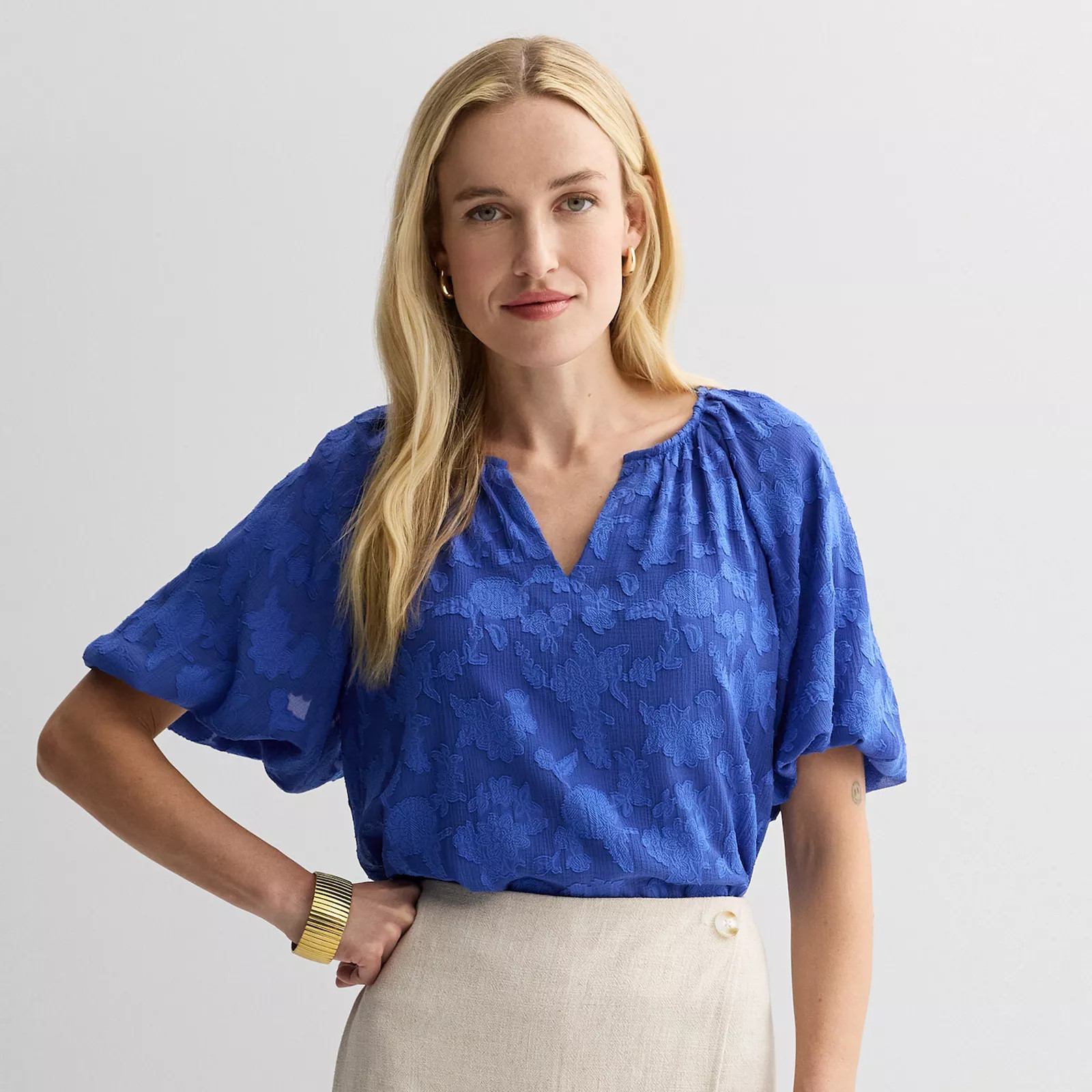 Women's Nine West Balloon Sleeve Pop Over Top | Kohl's