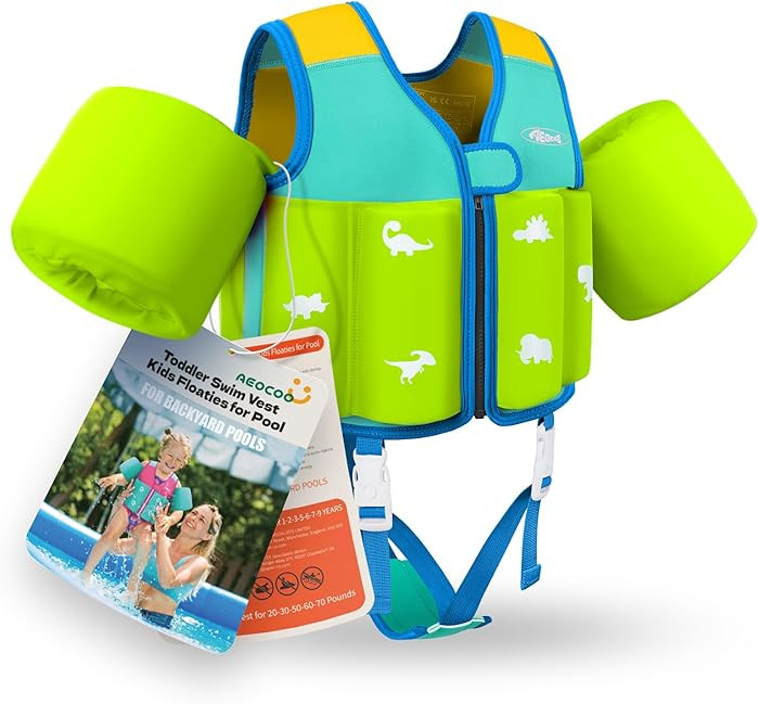 Kids Pool Floaties 1-2-3-5-7-9 Years Old, Toddler Swim Vest 20-30-50-70 Pounds, Comfortable Exten... | Amazon (US)