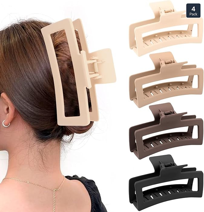 5 Inche Extra Large Claw Clips for Thick Hair and Long Hair, 4 Pack Xl Jumbo Claw clips, Oversize... | Amazon (US)