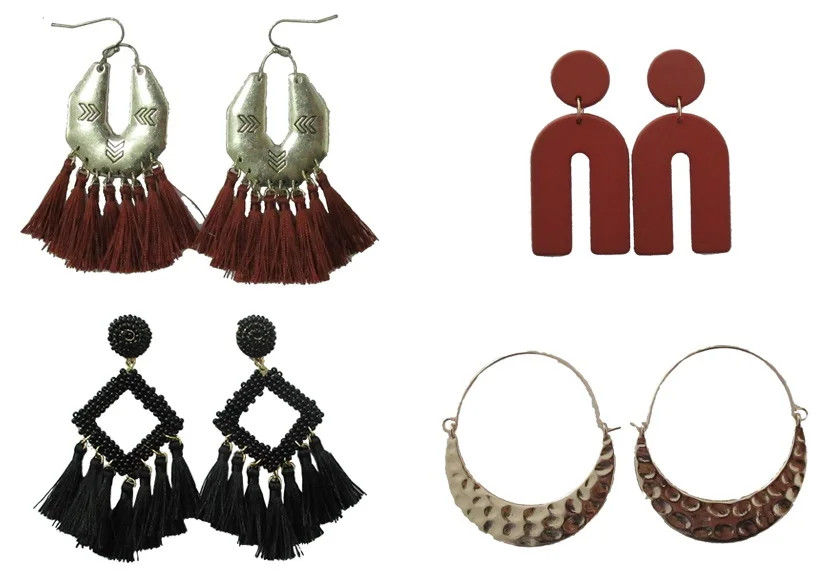 Time and Tru 4pack of Boho Statement Earrings - Walmart.com | Walmart (US)