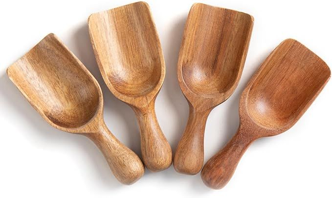 Acacia Mini Wooden Spoons, 4pcs Coffee Bean Shovel,Coffee Measuring Scoop, Wood Bath Salt Scooper... | Amazon (US)