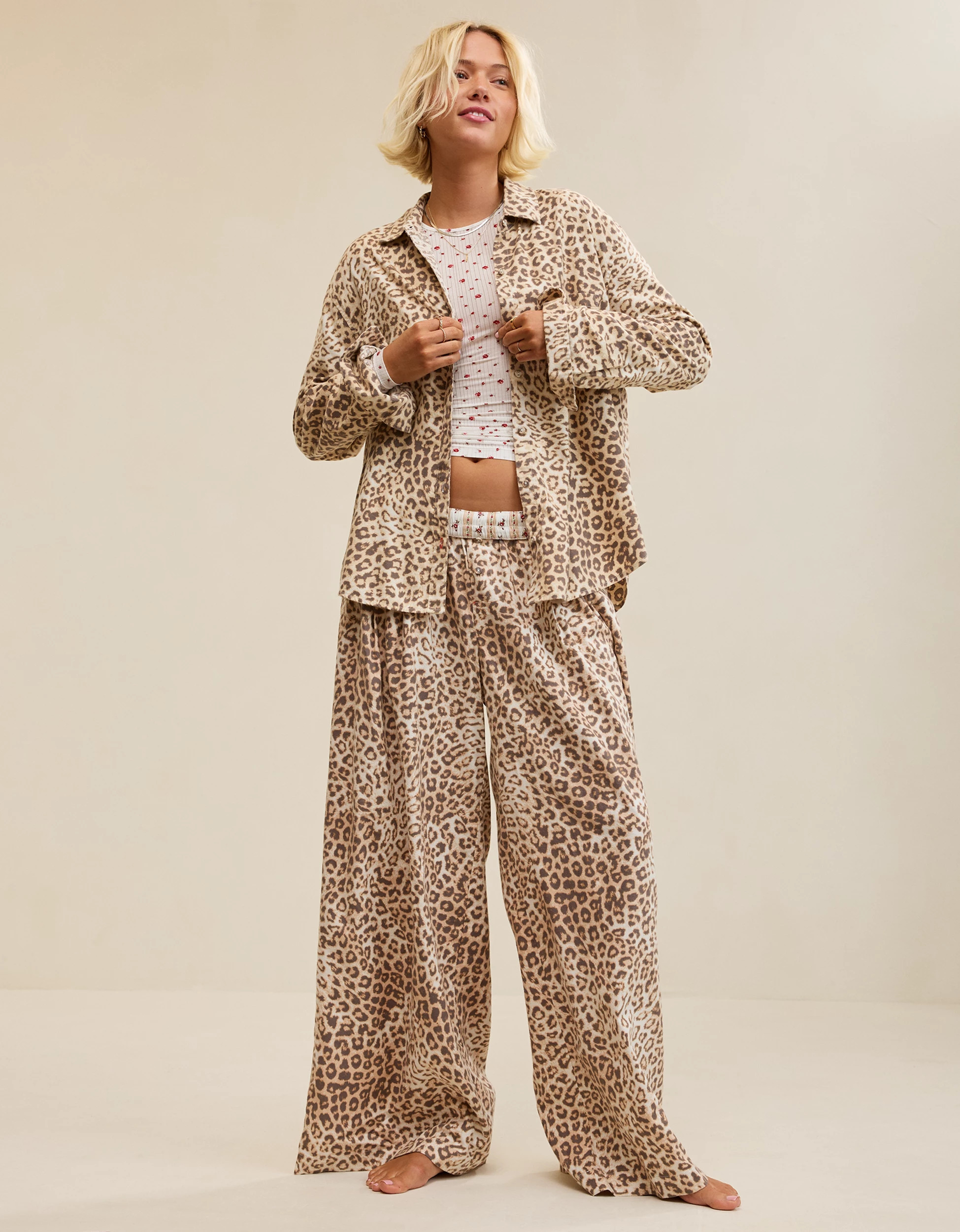 Aerie Checked Out Flannel Wide Leg Pant | American Eagle Outfitters (US & CA)