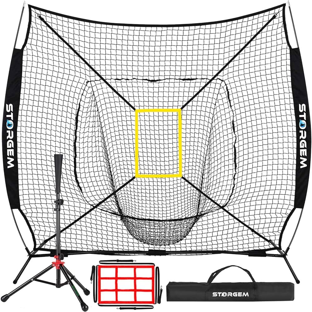 Storgem Baseball and Softball Practice Net 7×7ft Portable Hitting Pitching Batting Training Net ... | Amazon (US)