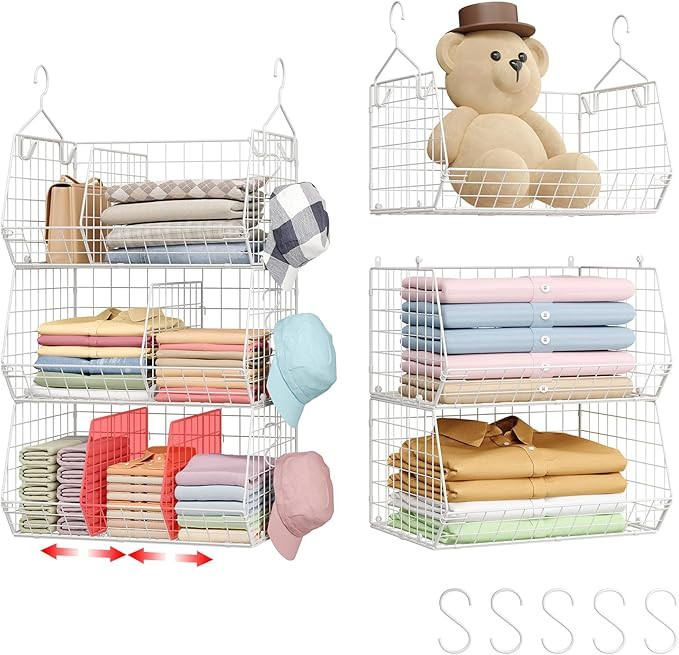 3 Tier Extra Large Closet Hanging Shelves with Divider, 16.5"L x 11.8"W x 33.6"H Closets Organize... | Amazon (US)