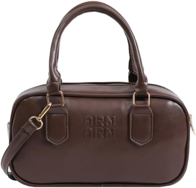 Crossbody Bag Leather Top Handle Shoulder Bag for Woman Trendy Retro Boston Bag Satchel Handbag | Amazon (US)