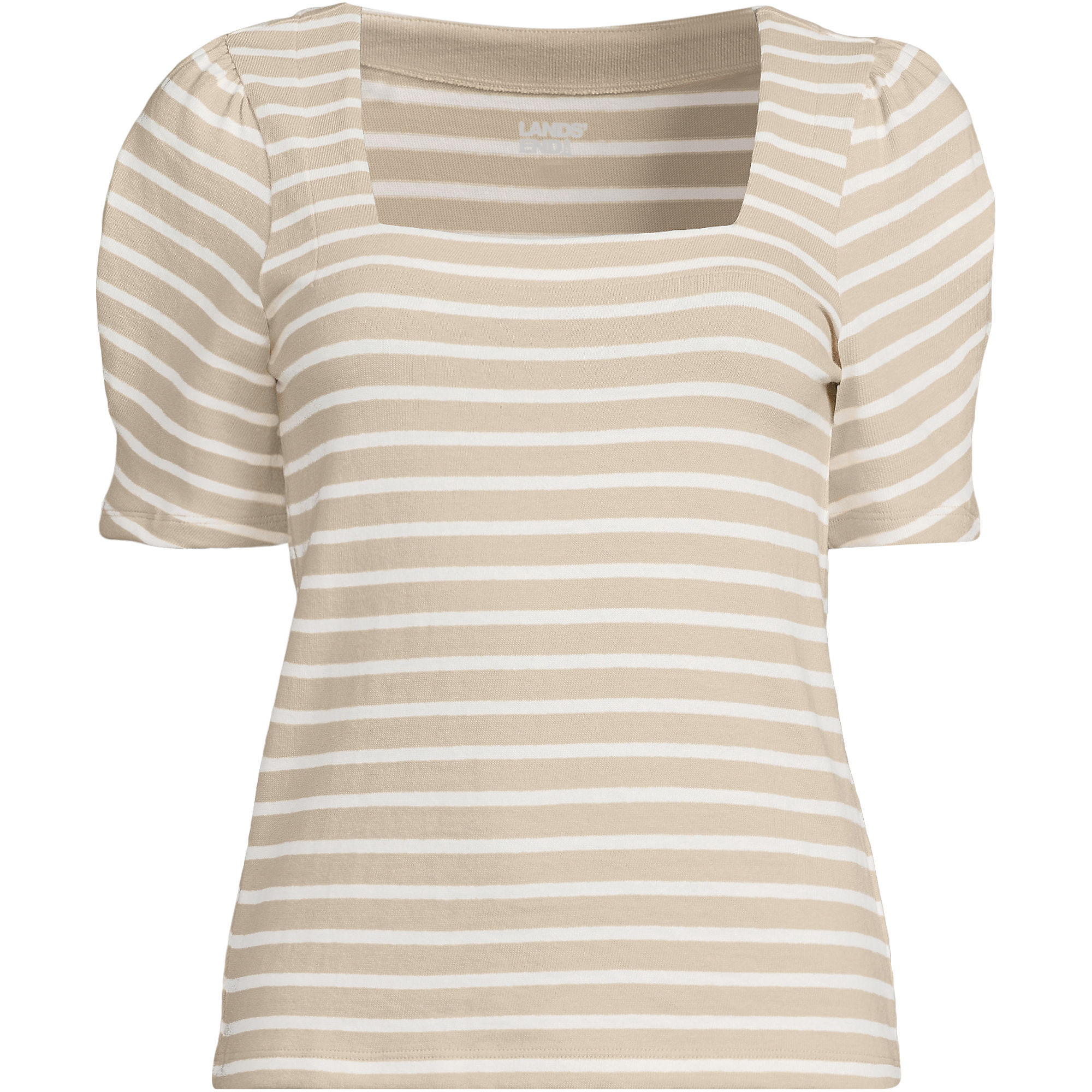 Women's Plus Size Puff Sleeve Mariner Square Neck Top | Lands' End (US)