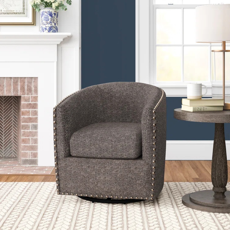 Alistair-John Nailhead Swivel Barrel Chair | Wayfair North America