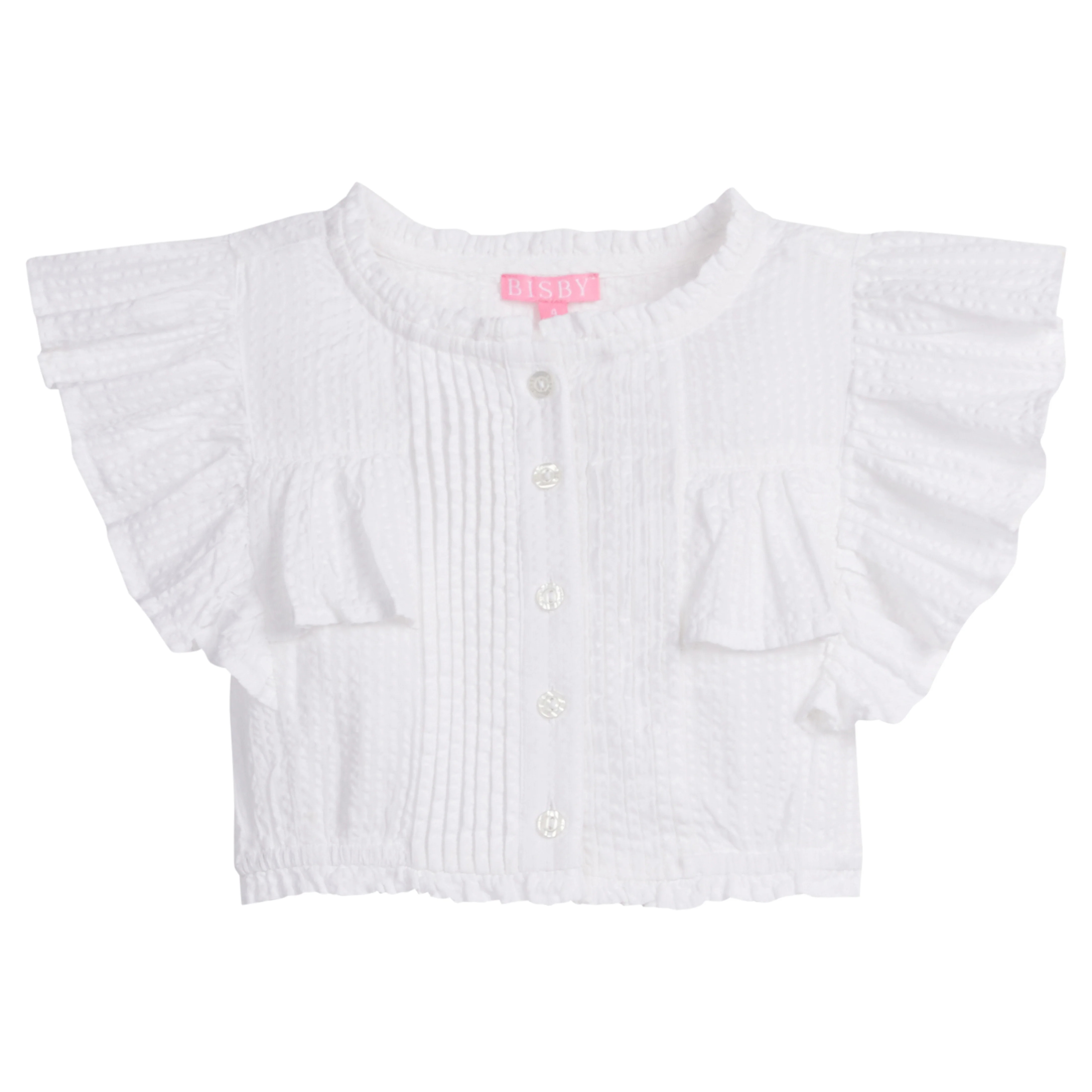 Annie Top - White Seersucker | BISBY Kids