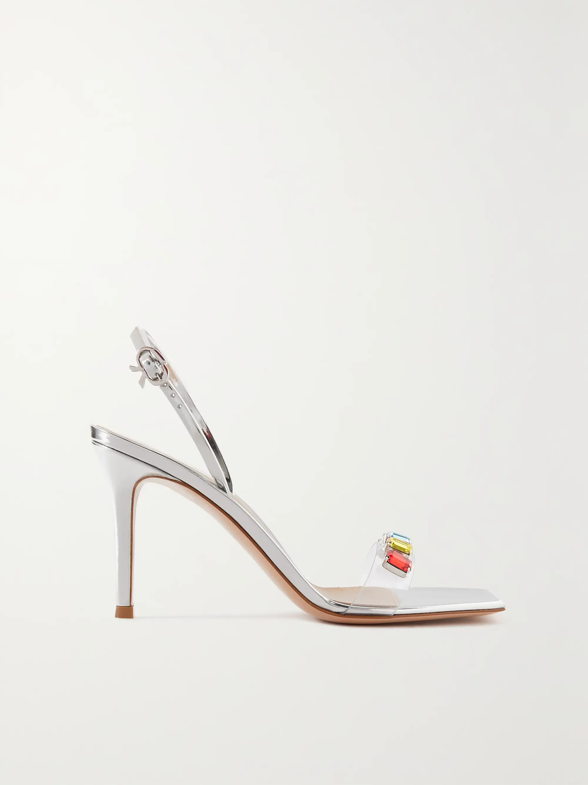 Ribbon Candy 85 mirrored-leather and embellished PVC slingback sandals | NET-A-PORTER (US)